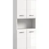 Hochschrank breit in Weiß/Weiß Hochglanz - (B) 60 x (H) 185 x (T) 30