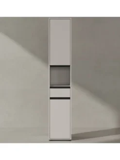 Hochschrank HAMBURG Soft-Close Badschrank schmal Badregal in Steingrau