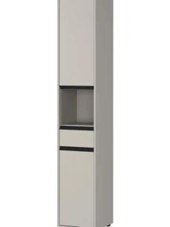 Hochschrank HAMBURG Soft-Close Badschrank schmal Badregal in Steingrau