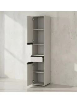 Hochschrank HAMBURG Soft-Close Badschrank schmal Badregal in Steingrau