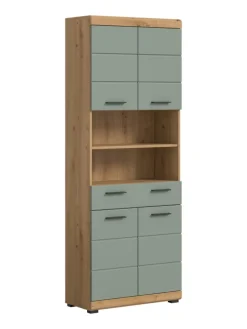 Hochschrank in Artisan Eiche/Salbei - (B) 74 x (H) 191 x (T) 31