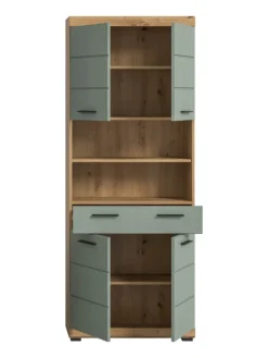 Hochschrank in Artisan Eiche/Salbei - (B) 74 x (H) 191 x (T) 31