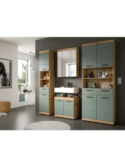 Hochschrank in Artisan Eiche/Salbei - (B) 74 x (H) 191 x (T) 31