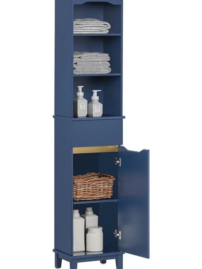 Hochschrank in Blau - (B)35 x (H)170 x (T)30cm