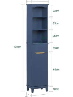 Hochschrank in Blau - (B)35 x (H)170 x (T)30cm