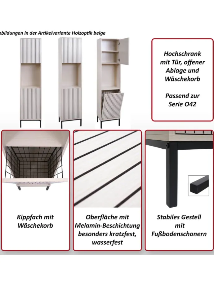 Hochschrank O42, Holzoptik natur