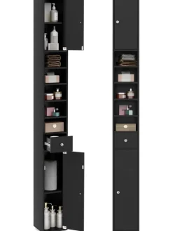 Hochschrank schmal 180 cm in Schwarz