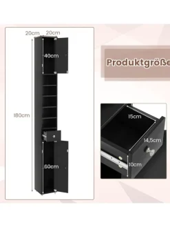 Hochschrank schmal 180 cm in Schwarz