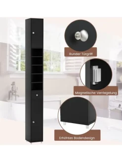 Hochschrank schmal 180 cm in Schwarz