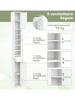 Hochschrank schmal 180 cm in Weiß