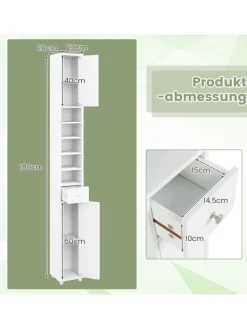 Hochschrank schmal 180 cm in Weiß