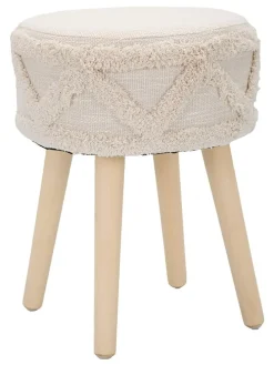Hocker "Damasco" in Creme - (H)41 x Ø 32 cm
