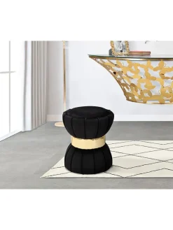 Hocker in Schwarz - (H)44 x Ø 40 cm