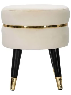 Hocker "Paris" in Schwarz/ Creme - (H)40,5 x Ø 35 cm