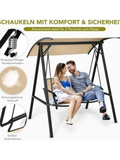 Hollywoodschaukel 2-Sitzer in Beige