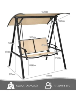 Hollywoodschaukel 2-Sitzer in Beige