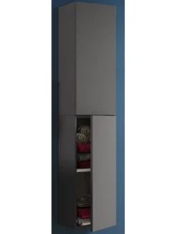 Holz Badmöbel Bad Hochschrank Badschrank Lendas in Anthrazit