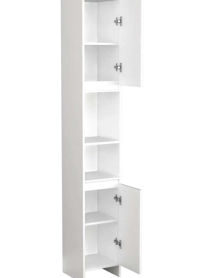 Holz Badmöbel Badschrank Hochschrank Malira in Weiß