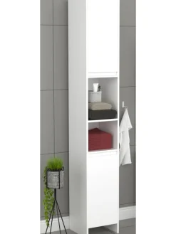Holz Badmöbel Badschrank Hochschrank Malira in Weiß