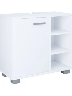 Holz Badmöbel Badunterschrank Waschbecken Zalo L in Weiß