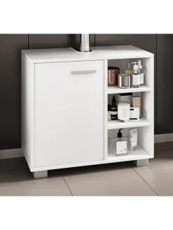 Holz Badmöbel Badunterschrank Waschbecken Zalo L in Weiß