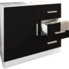 Holz Badmöbel Badunterschrank Zalo XL Schublade in Weiß / Schwarz