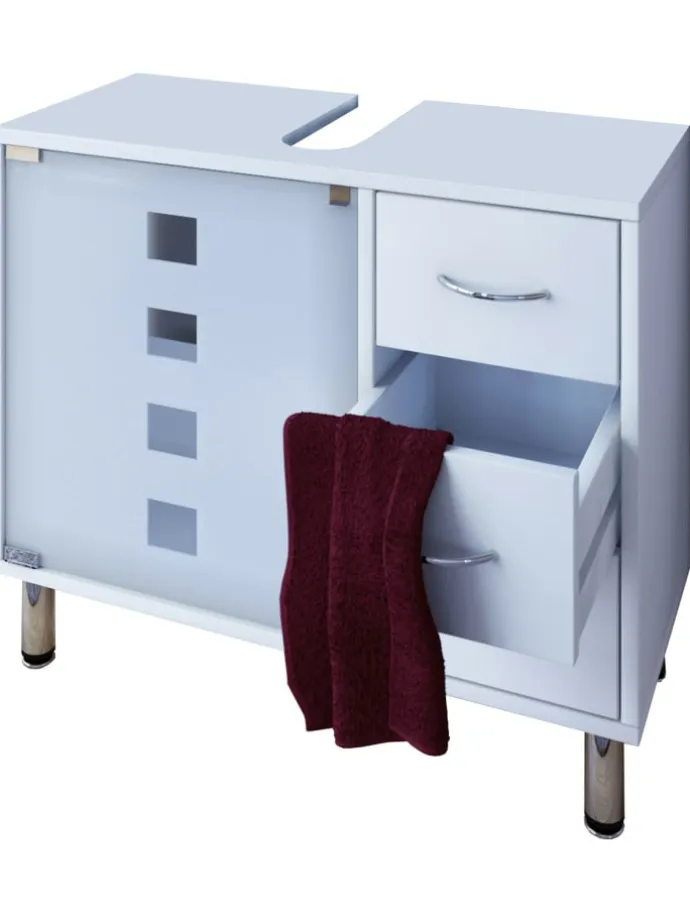 Holz Badmöbel Badunterschrank Darola Schublade in Weiß