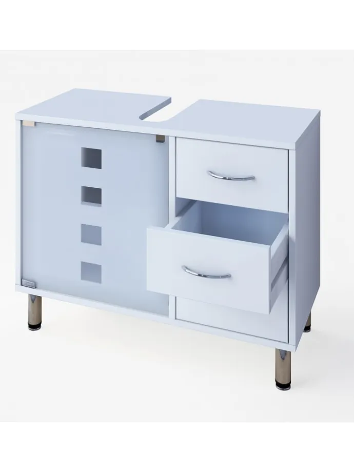 Holz Badmöbel Badunterschrank Darola Schublade in Weiß