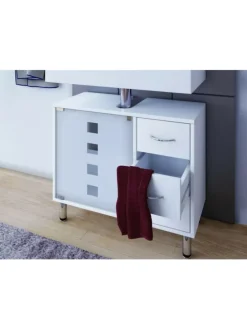 Holz Badmöbel Badunterschrank Darola Schublade in Weiß