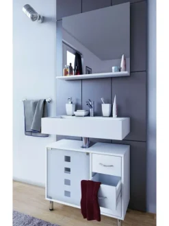 Holz Badmöbel Badunterschrank Darola Schublade in Weiß