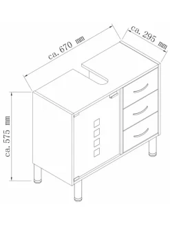 Holz Badmöbel Badunterschrank Darola Schublade in Weiß
