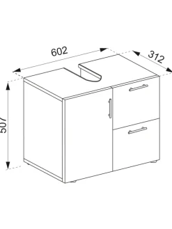 Holz Badmöbel Badunterschrank Flandu Schublade in Weiß / Honig-Eiche