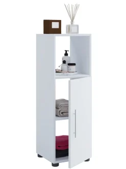 Holz Badmöbel Midischrank Badschrank Bad Flandu in Weiß