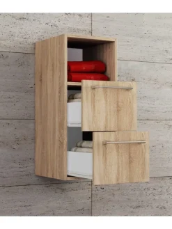 Holz Badmöbel Midischrank Badschrank Bad Badinos S in Sonoma-Eiche (Sägerau)