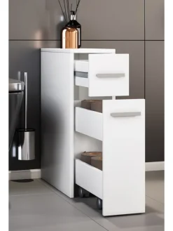 Holz Badmöbel Nischenschrank Raumteiler Bad Zalo in Weiß