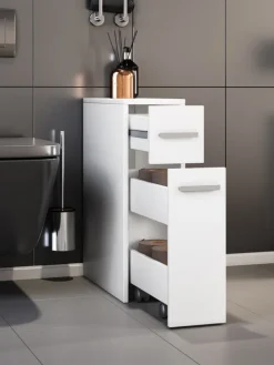 Holz Badmöbel Nischenschrank Raumteiler Bad Zalo in Weiß