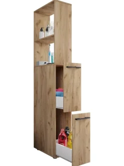 Holz Badmöbel Nischenschrank Schublade Sadilo XL in Honig-Eiche