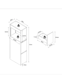Holz Badmöbel Nischenschrank Schublade Tasalo in Honig-Eiche