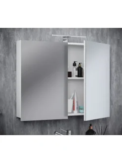 Holz Badmöbel Spiegelschrank Spiegel Badinos 80 cm in Weiß