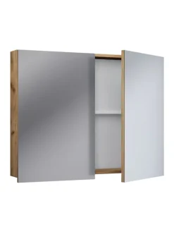 Holz Badmöbel Spiegelschrank Spiegel Badinos 80 cm in Honig-Eiche