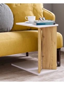 Holz Beistelltisch Couchtisch Sofatisch Nachto M in Weiß / Honig-Eiche