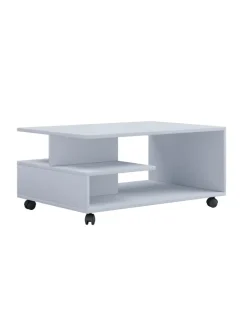 Holz Sofatisch Couchtisch Rollen rollbar Stango in Weiß