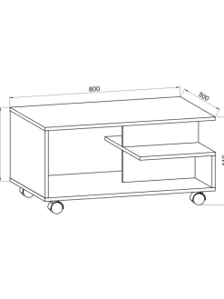 Holz Sofatisch Couchtisch Rollen rollbar Stango in Weiß