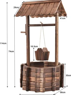 Holzbrunnen mit Dach in Braun