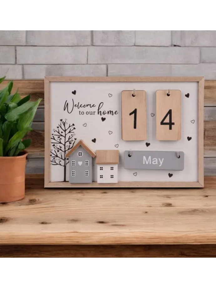 Holzkalender Tageszähler in Natur