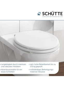 Holzkern WC-Sitz WHITE, mit Absenkautomatik