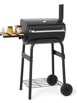 Holzkohlegrill Grillwagen 84,5 x 49 x 110,5 cm in Schwarz