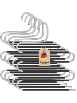 Hosenbügel S-Form Edelstahl Kleiderbügel in 5 Stück Silber