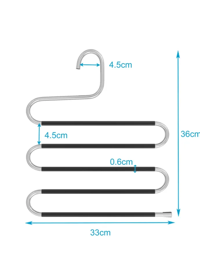 Hosenbügel S-Form Edelstahl Kleiderbügel in 5 Stück Silber
