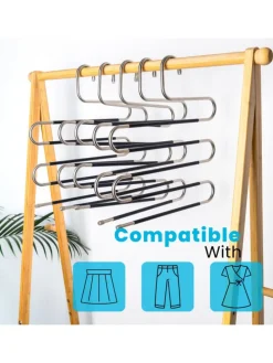 Hosenbügel S-Form Edelstahl Kleiderbügel in 5 Stück Silber